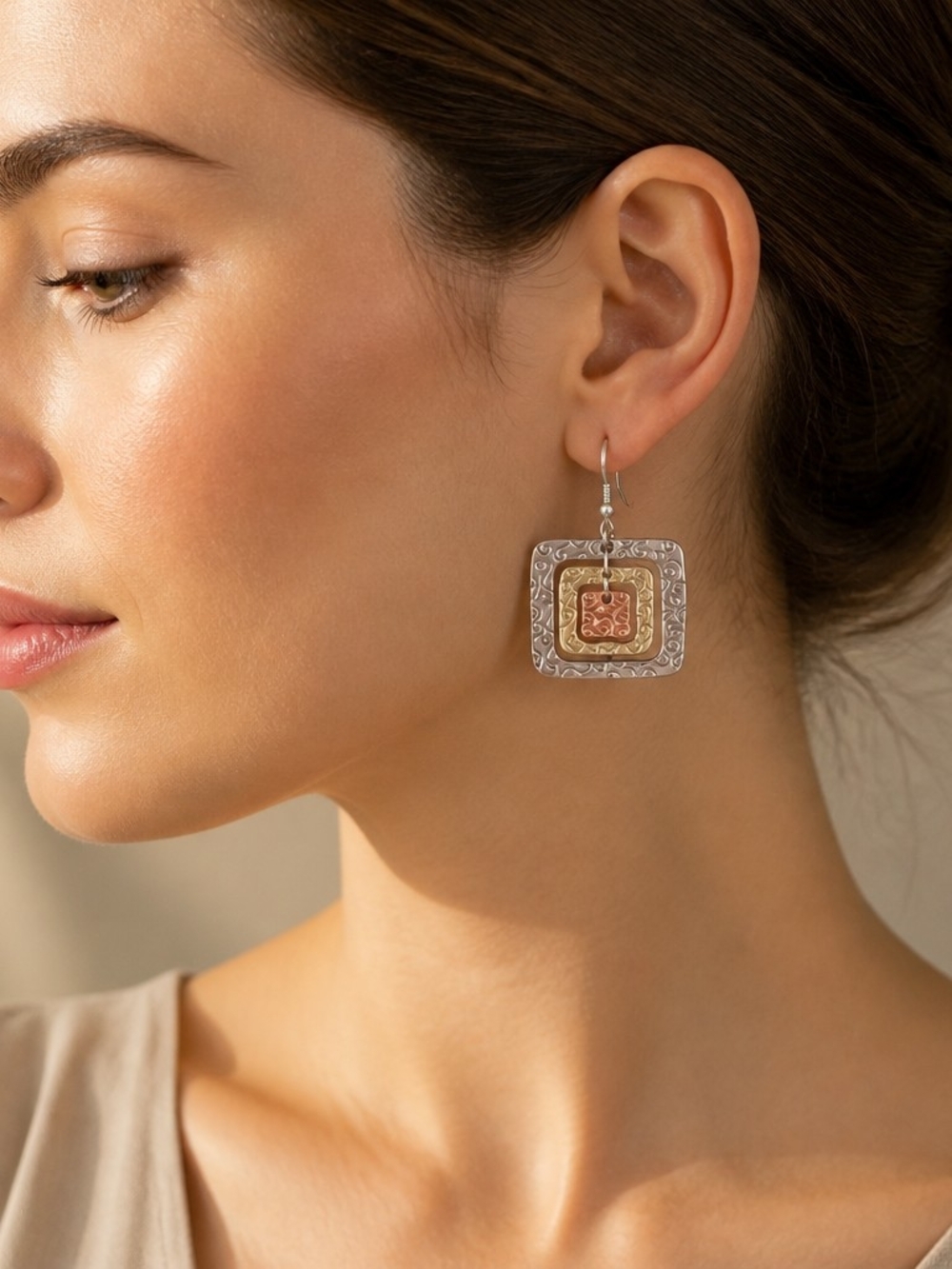Disney Parks Tricolor Square Drop Earrings